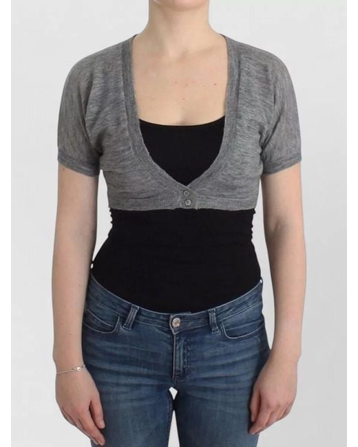 Ermanno Scervino Black Lingerie Knit Bolero Sweater Cardigan