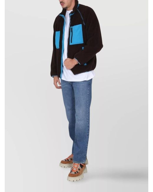 MSGM Blue High Neck Lightweight Jacket for men
