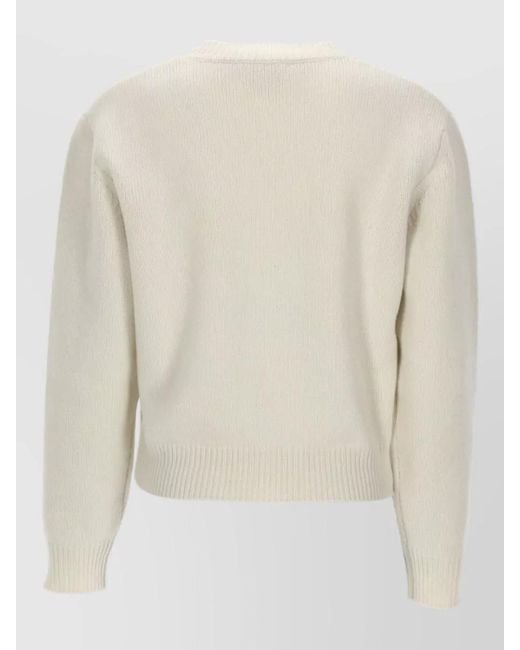 A.P.C. Natural Wool Logo-Intarsia Crew-Neck Sweater