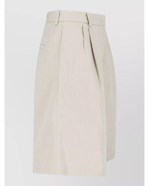 Frankie Shop Natural Straight Shorts Pleated Design Belt Loops Pockets