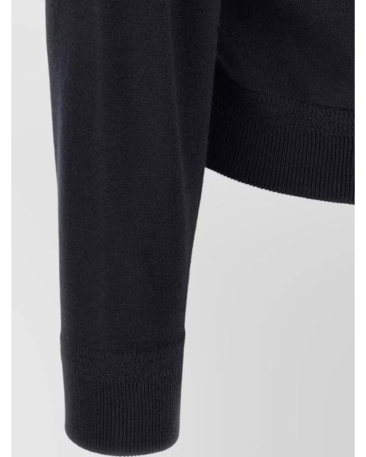 Tom Ford Blue High Collar Mixed Knit Zip Jacket for men