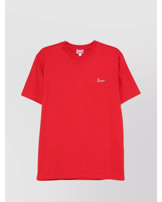 KENZO Red Floral Print Cotton T-Shirt for men