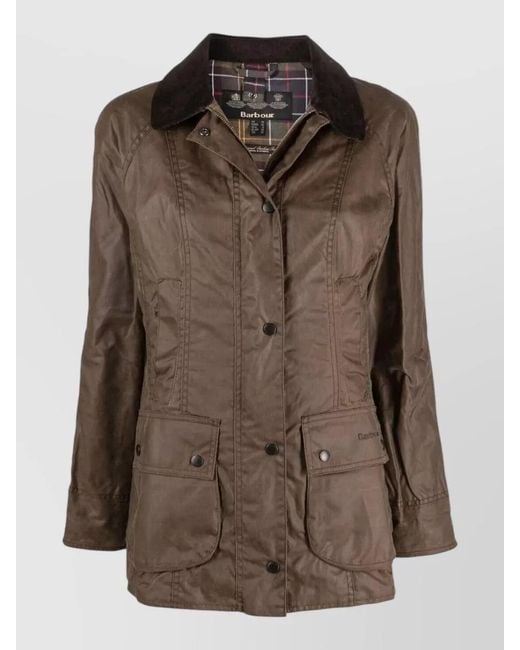 Barbour Brown Waxed Cotton Fitted Jacket