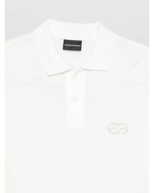 Emporio Armani White Cotton Polo Shirt Featuring Logo Detail for men