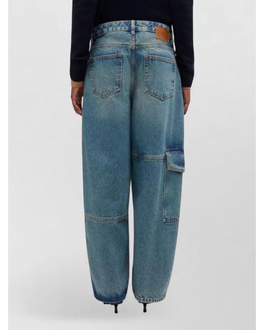 Ganni Blue Denim Paneled Straight-Leg Jeans