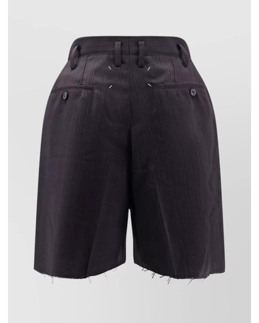 Maison Margiela Blue Striped Virgin Wool Tailored Shorts
