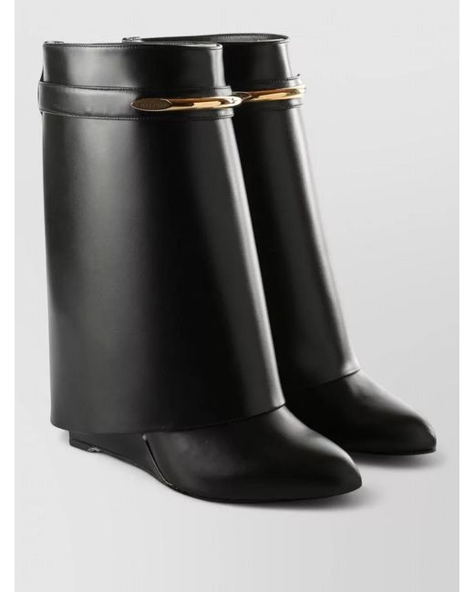 Givenchy Black Ankle Boots Lace Up Pointed Toe Wedges