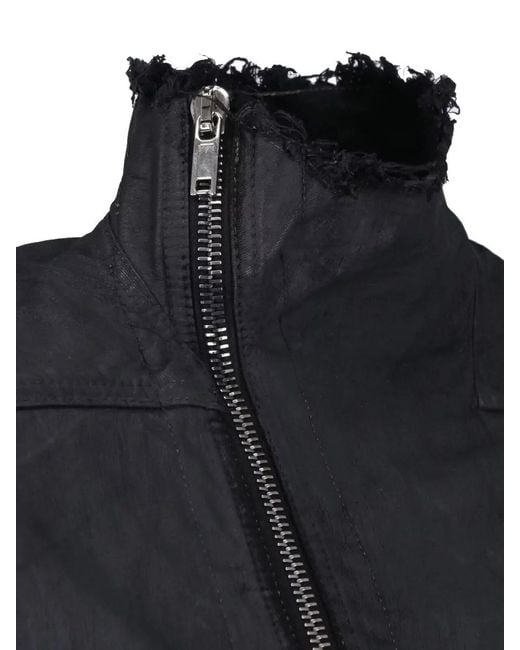 Rick Owens Blue High Collar Coat Adjustable Tie Design