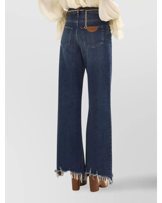 Chloé Blue Denim Cropped Wide-Leg Jeans