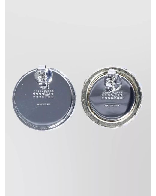 MM6 by Maison Margiela Blue Crystal Round Earrings Tone Finish