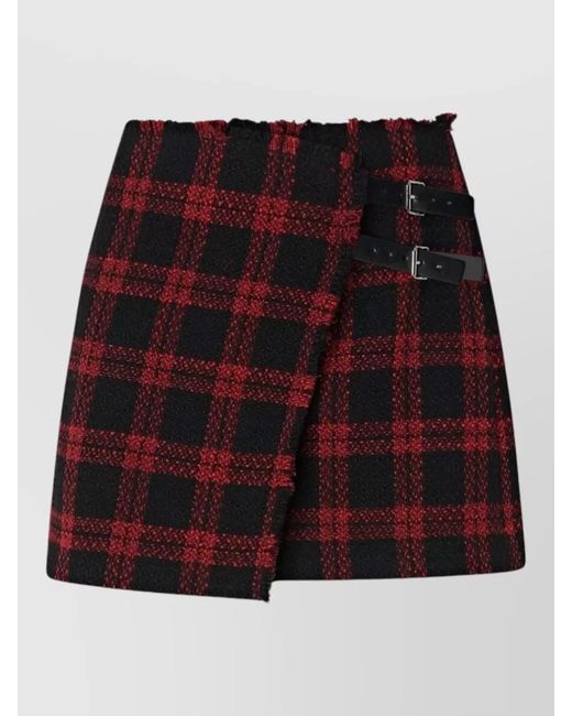 Pinko Red Checked Wrap Mini Skirt