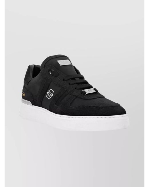 Philipp Plein Black Leather Low-Top Sneakers for men