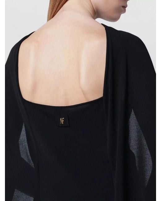 Alberta Ferretti Black Knitwear Cape Design Open Back Style