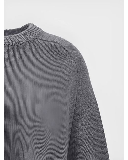 Lisa Yang Gray Karine Ribbed Crew Neck Knit Sweater
