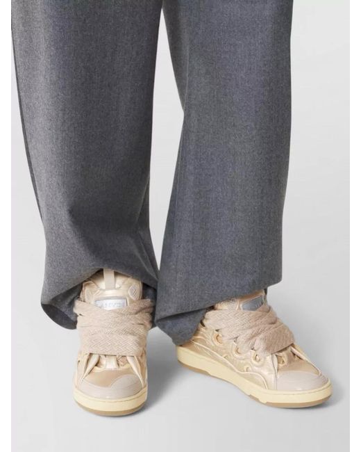 Lanvin Natural Nylon Leather High-Top Sneakers