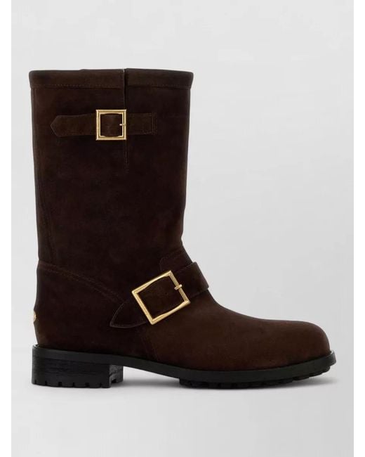 Jimmy Choo Brown Biker Mid Suede Boot