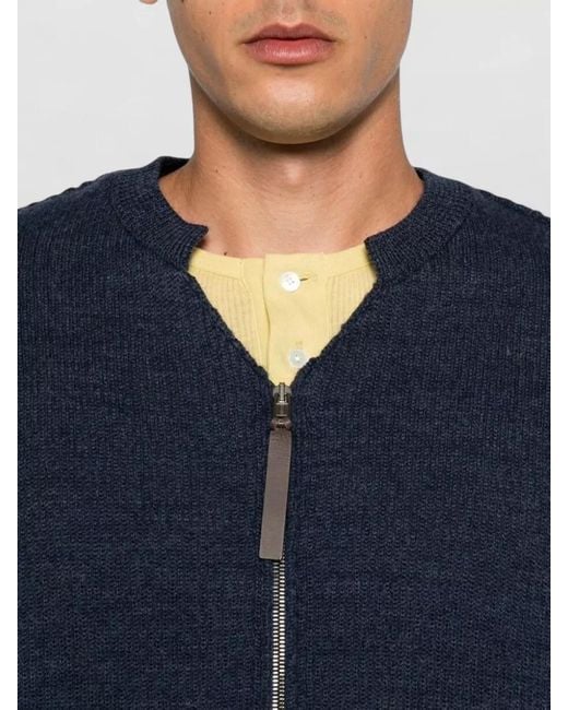 Moschino Blue Knit Blazer Nylon Silk V Neck for men