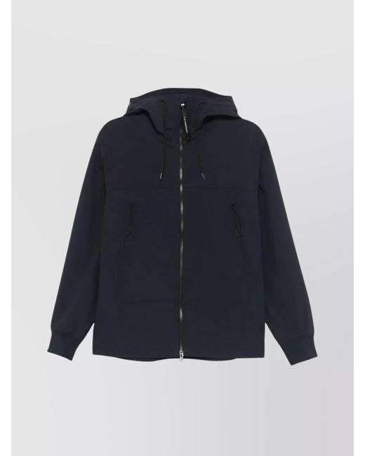 C P Company Blue Stretch Softshell Goggle Hooded Jacket for men