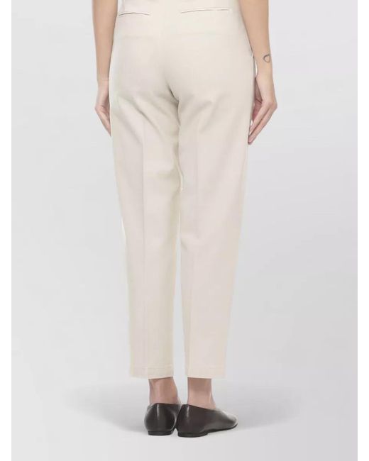 Briglia 1949 White Straight Pants Belt Loops Rear Welt Pockets