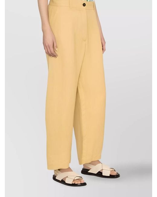 Studio Nicholson Yellow Cotton High-Rise Cropped Wide-Leg Trousers