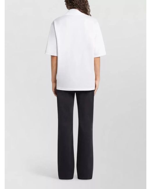 Courreges Natural Oversized V-Neck Polo Top