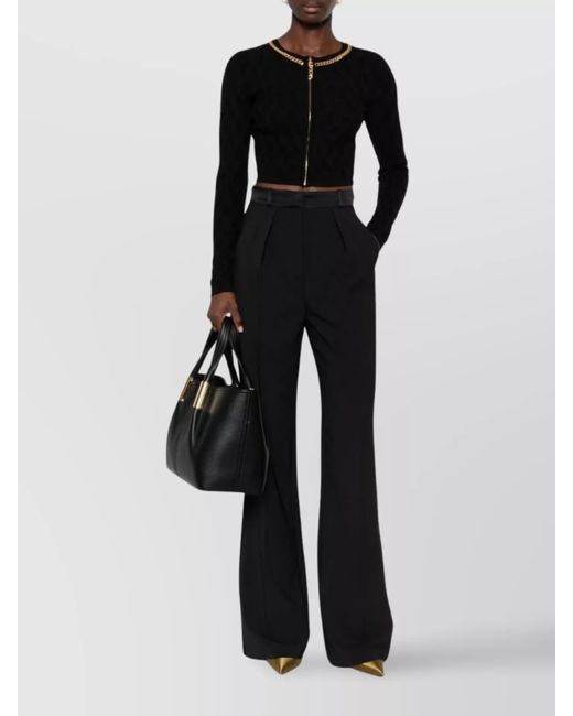 Elisabetta Franchi Black Flared-Leg Trousers