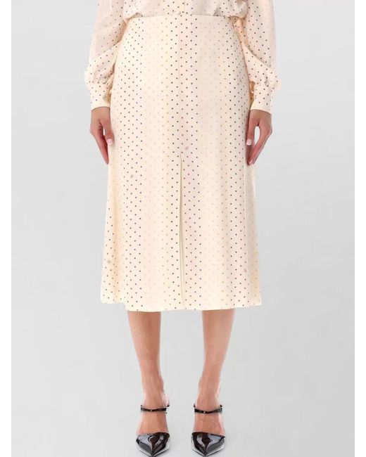 Valentino Garavani Natural Silk Midi Skirt High Waist Star Print