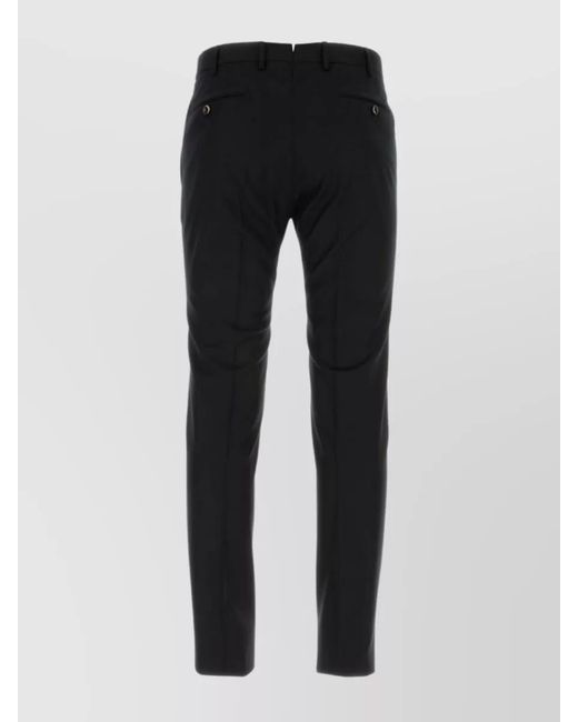 PT Torino Black Virgin Wool Slim-Fit Tailored Trousers for men