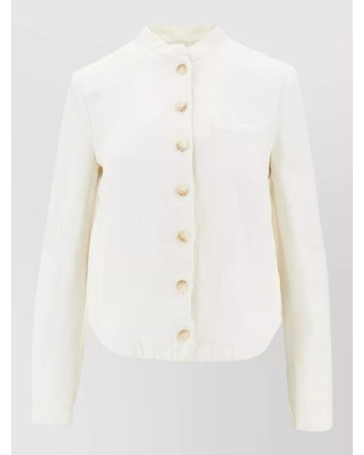 Emporio Armani Natural Linen Blend Jacket Stand Collar Design