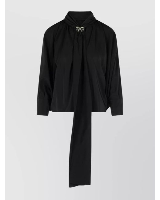 Max Mara Black 'Silk Shirt With Bow Detail And Long Tie'