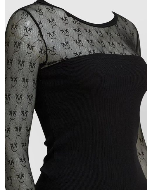 Pinko Black Ribbed Cotton T-Shirt