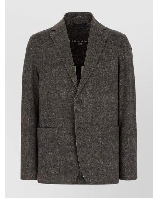Circolo 1901 Black Printed Stretch Cotton Blazer for men