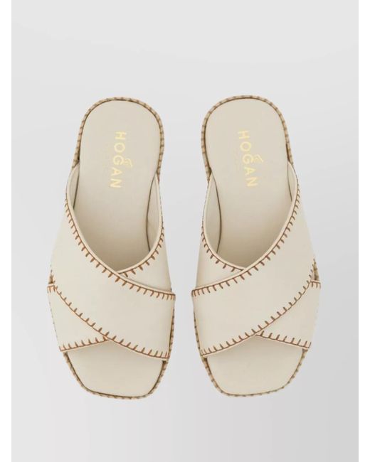 Hogan Multicolor Shearling Leather Sandals