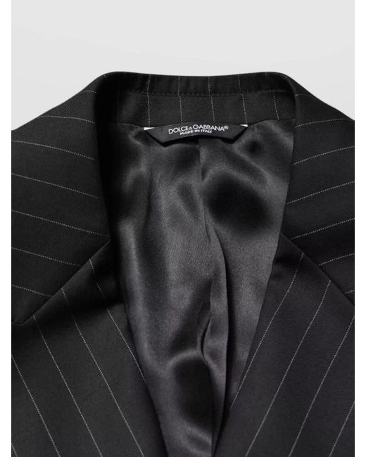 Dolce & Gabbana Black Pinstripe Double-Breasted Blazer for men