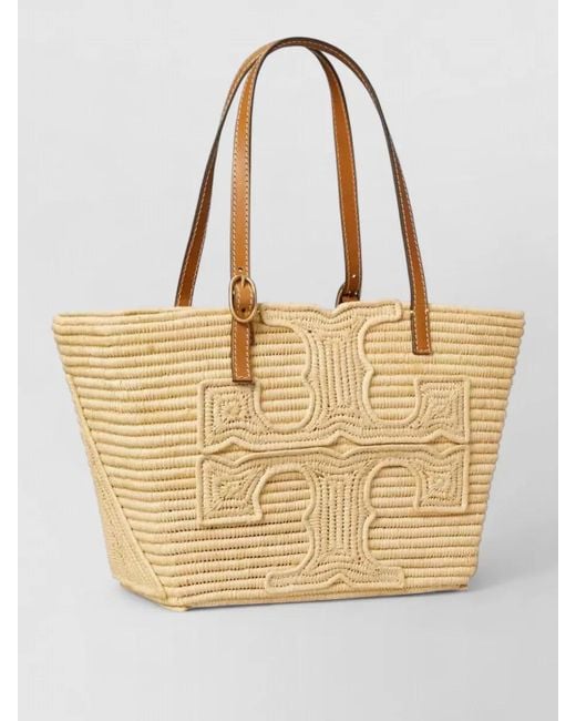 Tory Burch Natural Ella Small Raffia Shoulder Tote Bag