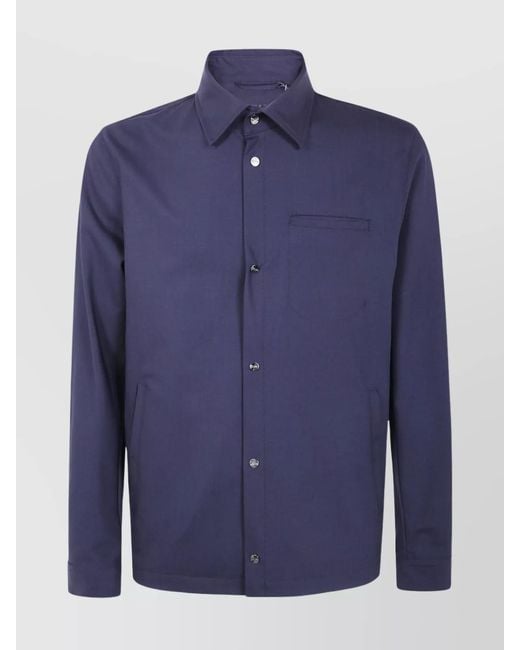 Herno Blue Wool Shirt Jacket for men