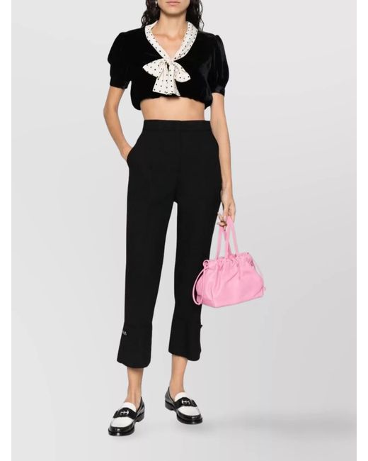 MSGM Black High-Rise Cropped Trousers
