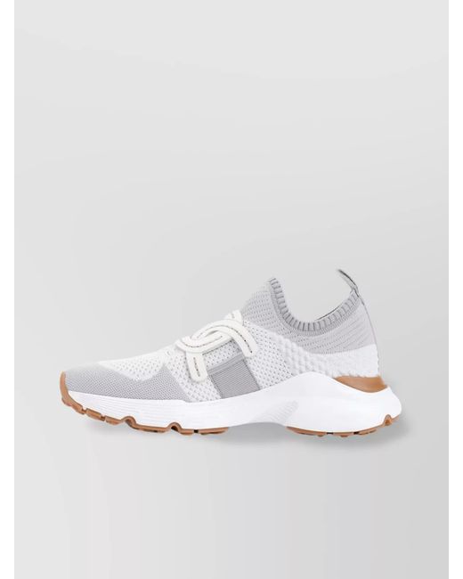 Tod's White Knitted Slip-On Sneakers