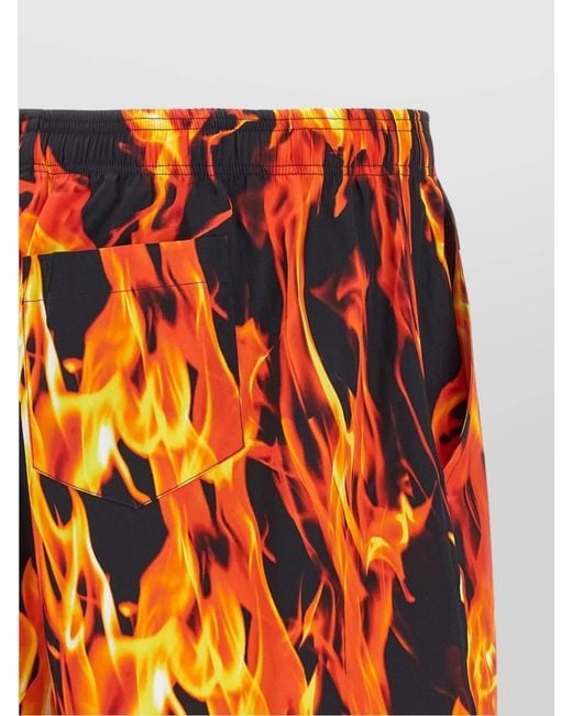 Vetements Orange Cotton Fire-Print Deck Shorts for men