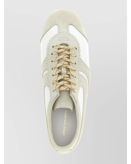 Dries Van Noten White Leather Low-Top Sneakers