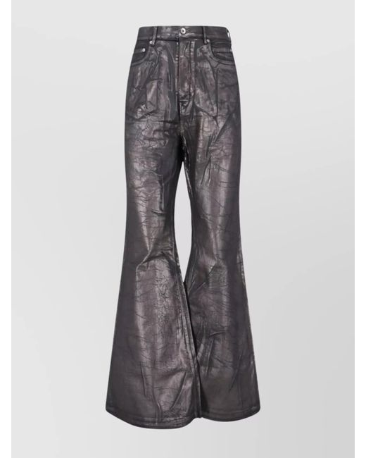 Rick Owens Gray Flared Trousers With Pockets And Loops for men