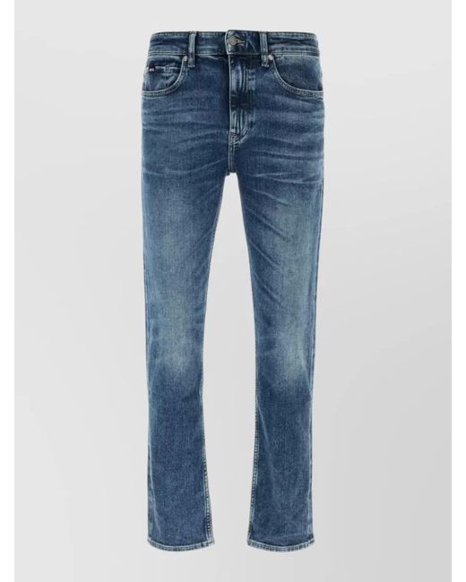Boss Blue Denim Straight-Leg Trousers for men
