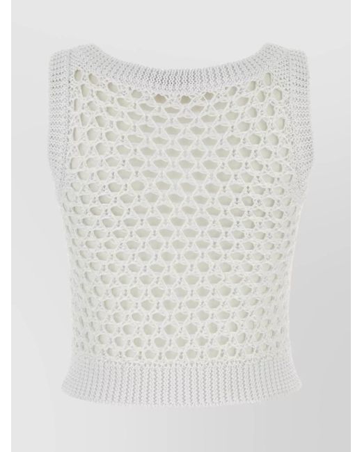 Valentino Garavani White Mesh Cropped Tank Top
