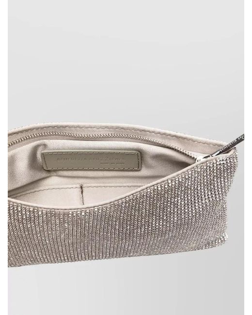 Benedetta Bruzziches Gray Evening Clutch La Petite Chain Rhinestones