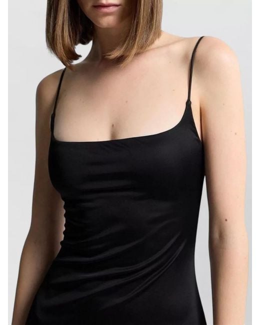 DSquared² Black Square Neckline Maxi Dress Spaghetti Straps Slit