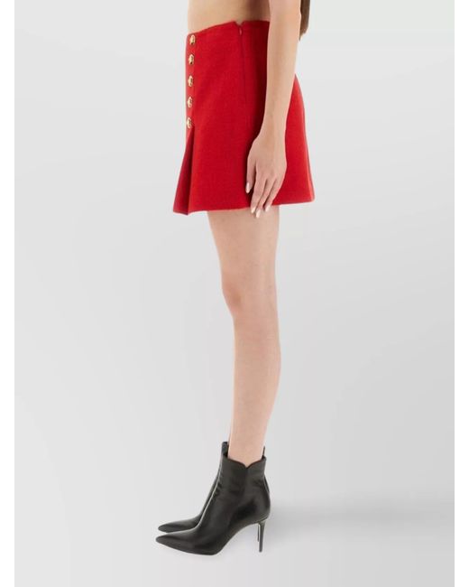 Balmain Red Virgin Wool Mini Skirt
