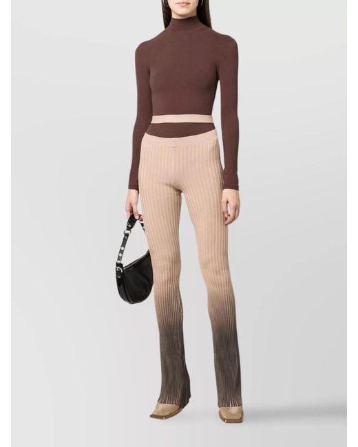 ANDREADAMO White High-Rise Ribbed Flared Trousers