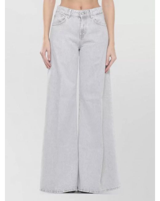 Dondup Gray Wide Leg Cotton Palazzo Jeans Zip Detail
