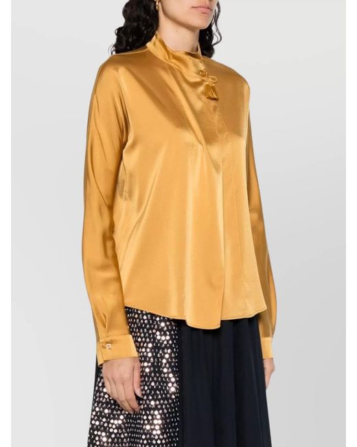 Forte_forte Yellow Silk Satin Tie-Neck Long-Sleeve Blouse