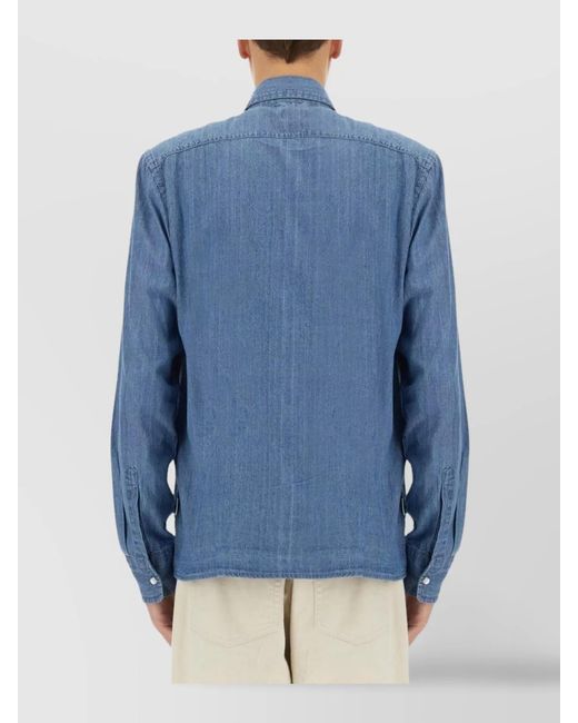 Aspesi Blue Denim Regular-Fit Shirt for men